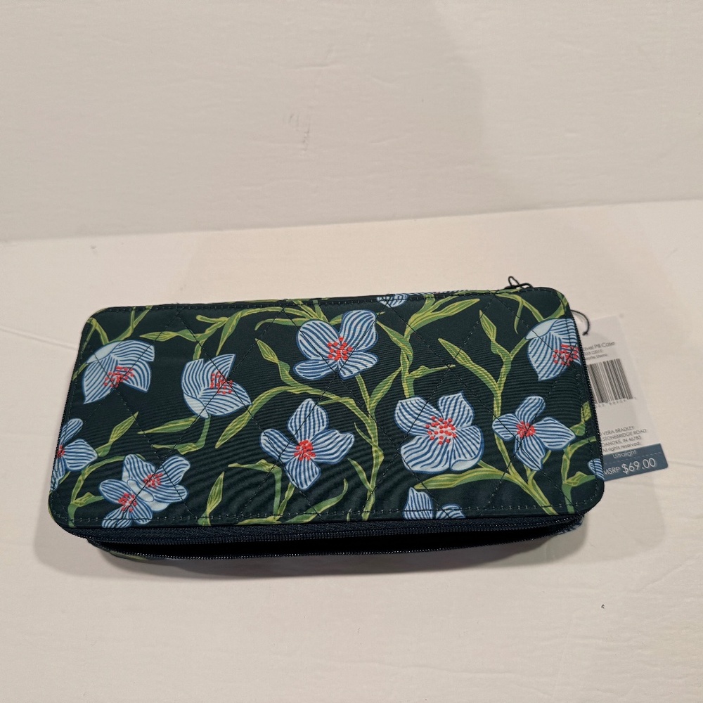 Vera Bradley Cotton Large Travel Pill Case 7 Day 28 slot Charlotte Stems NEW